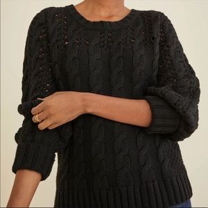 Amour Vert Black Cable Wool Sweater